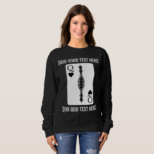 Custom BLACK QUEEN KAART Schaakstuk Trui (Voorkant volledig)