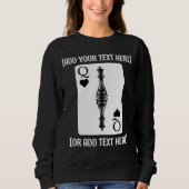 Custom BLACK QUEEN KAART Schaakstuk Trui (Voorkant)