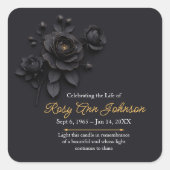 Custom Black Rose Remembrance Candle Sticker (Voorkant)