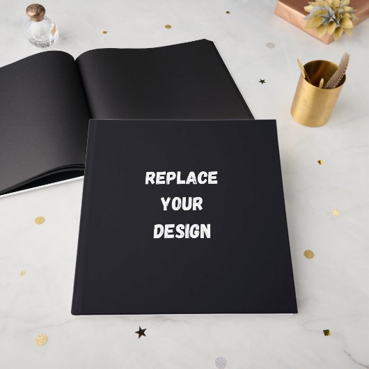 Custom black simple Design Add Photo or Text Gastenboek (Voorkant open)