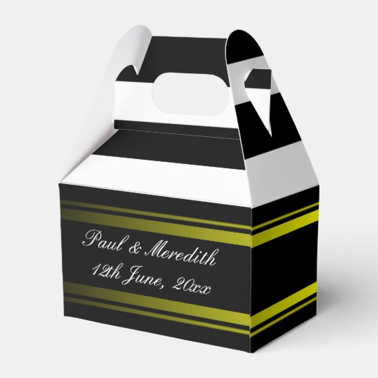 Custom Black Stripes Bruiloft Gable Favor Box Bedankdoosjes (Achterkant)