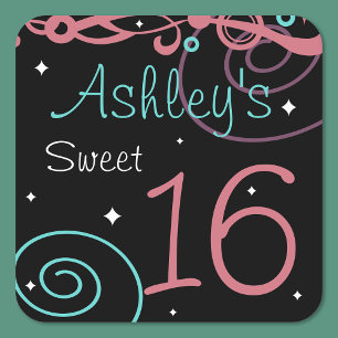 Custom Black Sweet 16 Birthday Party Onderzetters