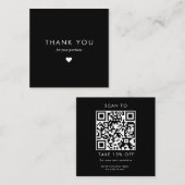 Custom Black Typography Business QR Code Dank u Kortingskaartje (Voorkant / Achterkant)