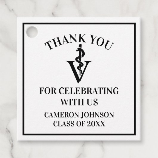 Custom Black Veterinaire School Afstudeerfeest Bedankjes Labels (Voorkant)