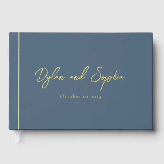 Custom Black Wedding met Luxe Folie Lettering Gastenboek (Voorkant)