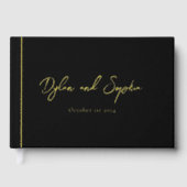 Custom Black Wedding met Luxe Folie Lettering Gastenboek (Voorkant)