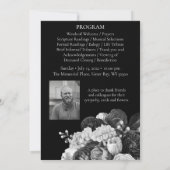 Custom Black & White Floral Memorial Programme Kaart (Achterkant)