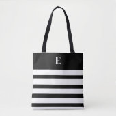 Custom Black & White Monogram Tote Bag (Voorkant)