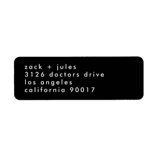 Custom Black White Names Stylish Wedding Etiket (Voorkant)