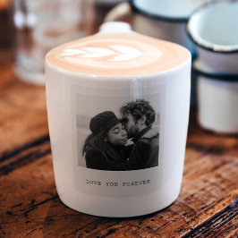 Custom Black & White Photo Mug – Love You Forever Espresso Kop