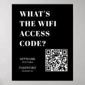 Custom Black WiFi QR | Network Password Display Poster (Voorkant)