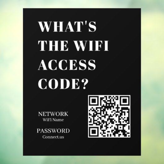 Custom Black WiFi QR | Network Password Display Raamsticker (Vel 3)