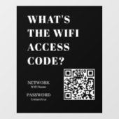 Custom Black WiFi QR | Network Password Display Raamsticker (Vel)