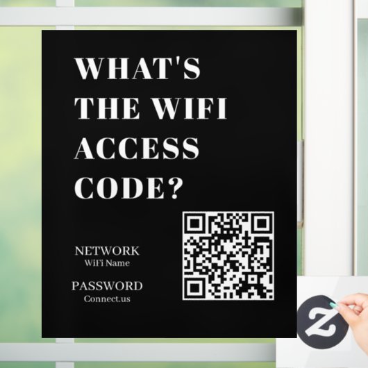 Custom Black WiFi QR | Network Password Display Raamsticker (Huis)