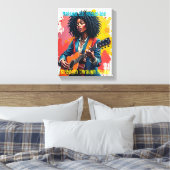 Custom Black Woman Gitarist Art Inspirerend Canvas Afdruk (Insitu (Slaapkamer))