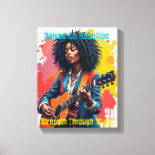 Custom Black Woman Gitarist Art Inspirerend Canvas Afdruk (Voorkant)