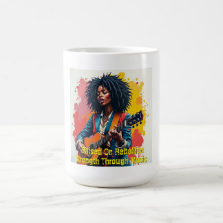 Custom Black Woman Gitarist Art Inspirerend Koffiemok
