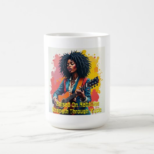 Custom Black Woman Gitarist Art Inspirerend Koffiemok (Center)