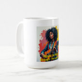 Custom Black Woman Gitarist Art Inspirerend Koffiemok (Voorkant links)