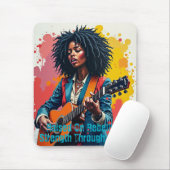 Custom Black Woman Gitarist Art Inspirerend Muismat (Met muis)