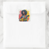 Custom Black Woman Gitarist Art Inspirerend Vierkante Sticker (Tas)