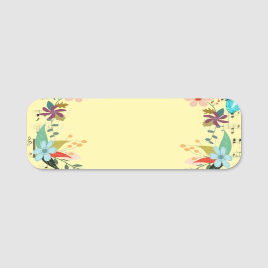 Custom Blank Floral Design Name Badge (Voorkant)