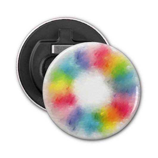 Custom Blank Sjabloon Abstract Modern Kleurrijk Button Flesopener (Voorkant)