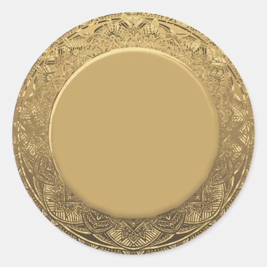 Custom Blank Sjabloon Gouden Faux Folie Ronde Sticker (Voorkant)