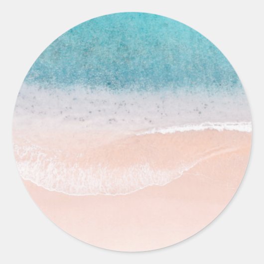 Custom Blank Sjabloon Strand Zand Blauw Zee Kust Ronde Sticker (Voorkant)