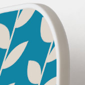 Custom Blauw 70s Bladpatroon Monogram Pickleball Paddle (Links Detail)