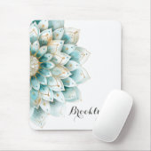 Custom Blauw Blauwgroen Goud Bloemen Mandala Mouse Muismat (Met muis)