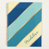 Custom Blauw Blauwgroen Seafoam Groen Geel Goud St Planner (Voorkant)