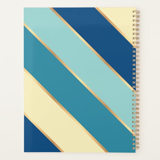 Custom Blauw Blauwgroen Seafoam Groen Geel Goud St Planner (Achterkant)