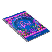 Custom Blauw Bloemen Harten Mindset Leuk Kleurrijk Notitieboek (Rechterzijde)