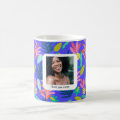 Custom blauw bloemenmoeder liefde Mok (Center)