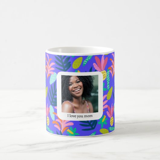 Custom blauw bloemenmoeder liefde Mok (Center)