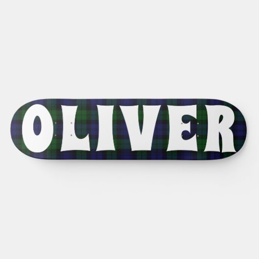 custom blauw en groen Schots tartan dambord Persoonlijk Skateboard (Horizontaal)