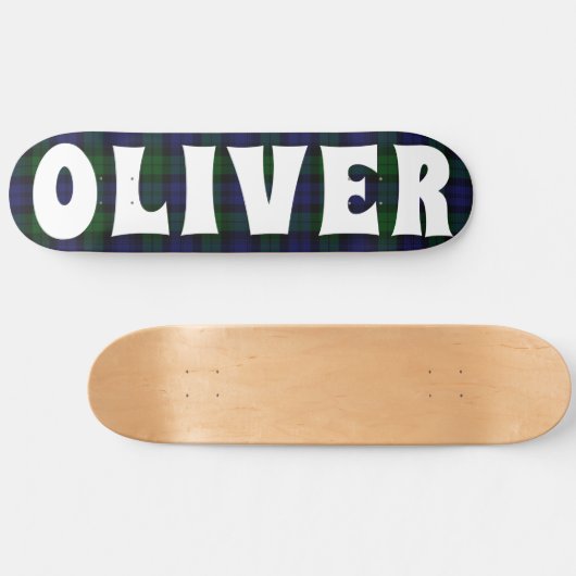 custom blauw en groen Schots tartan dambord Persoonlijk Skateboard (Horizontaal)