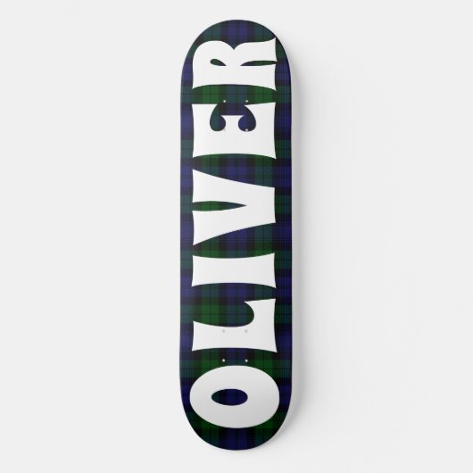custom blauw en groen Schots tartan dambord Persoonlijk Skateboard (Voorkant)