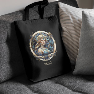 Custom Blauw Goud Hemelse Maagd Fantasy Maagd Tote Bag