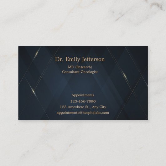 Custom Blauw Goud Modern Minimalistisch Gepersonal Visitekaartje (Voorkant)