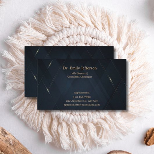 Custom Blauw Goud Modern Minimalistisch Gepersonal Visitekaartje