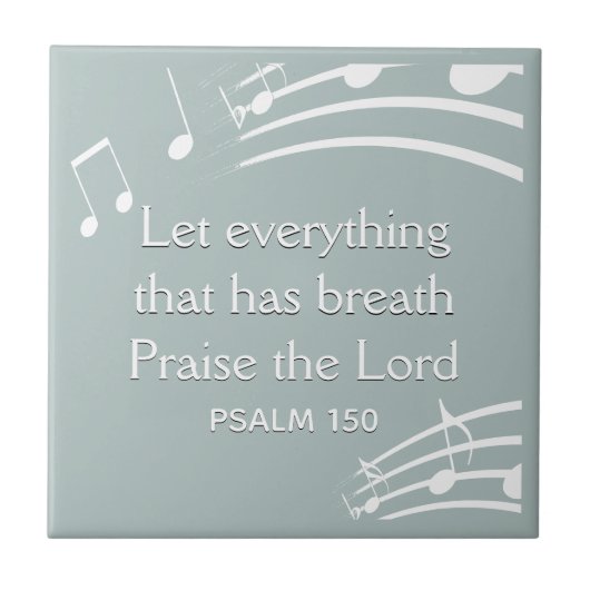 Custom Blauw Grijs MUZIEKNOTEN Keramische Tegel Tegeltje (Voorkant)