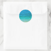 Custom Blauw Groen Zee Waves Blank Sjabloon Elegan Ronde Sticker (Tas)