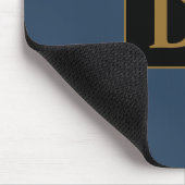 Custom blauw met gouden Initialen Muismat (Hoek)