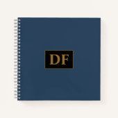 Custom blauw met gouden Initialen Notitieboek (Voorkant)