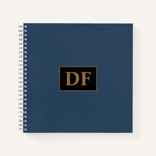 Custom blauw met gouden Initialen Notitieboek (Voorkant)