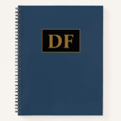 Custom blauw met gouden Initialen Notitieboek (Voorkant)