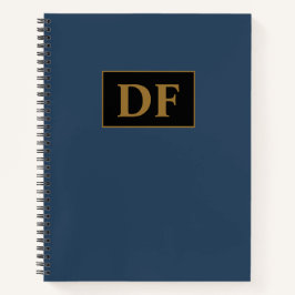 Custom blauw met gouden Initialen Notitieboek