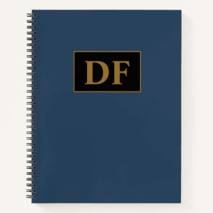 Custom blauw met gouden Initialen Notitieboek